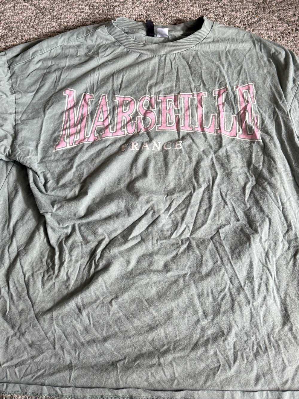 Divided Sage Green Tee with Pink Marseille Print